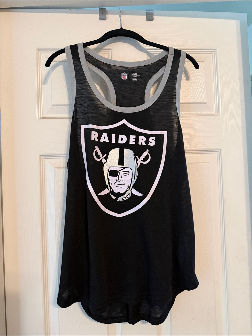 NFL Raiders Black and Gray Logo Tank Top